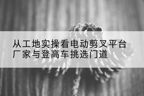 南岸区电动剪叉升降平台厂家-从工地实操看电动剪叉平台厂家与登高车挑选门道